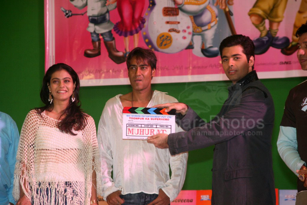 Kajol, Ajay, Karan at Toonpur Ka Superhero, Indias First 3D and Live Action animation film Lanched ~0