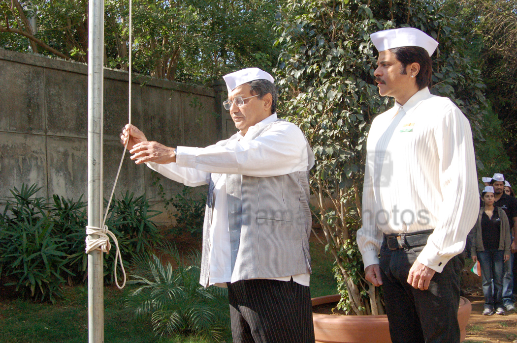 Subhash Ghai with Anil Kapoor on republic day 26 January 2008 at Whistling woods 