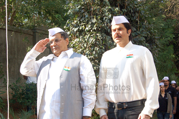 Subhash Ghai with Anil Kapoor on republic day 26 January 2008 at Whistling woods 