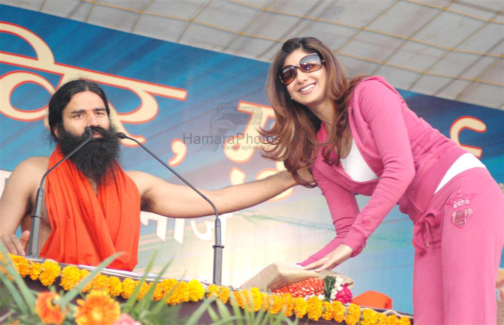Shilpa Shetty at Baba Ramdev yoga camp 