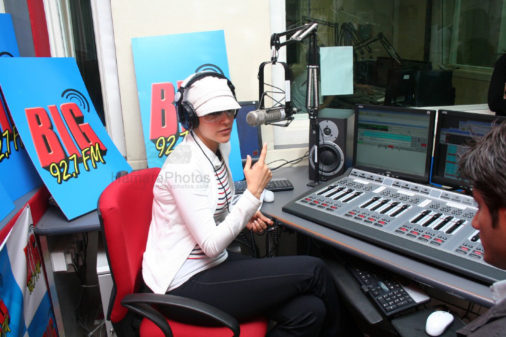 Neha Dhupia at BIG FM studios on Feb 7th 2008 