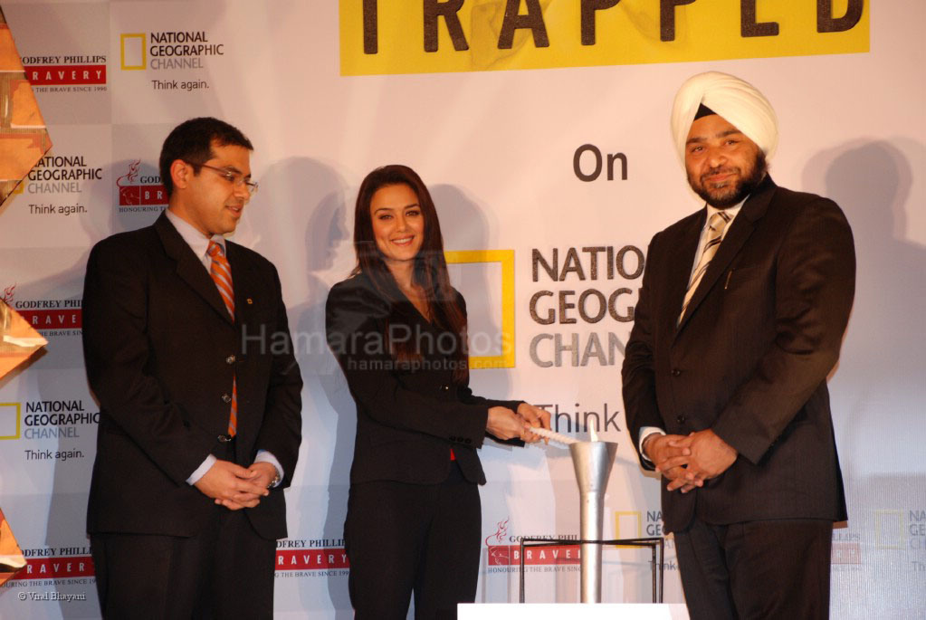 Preity Zinta at launch of Godfrey Phillips Bravery presents Nat Geo's - _Trapped_ in Mumbai on 28th Feb 2008