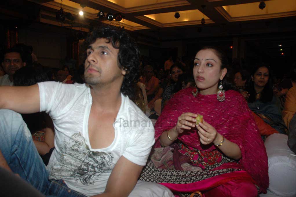Sonu Nigam with wife Madhurima at Hema Malini's performance at Vasatotsav in Ajivasan Hall, Juhu, Mumbai on March 7, 2008 