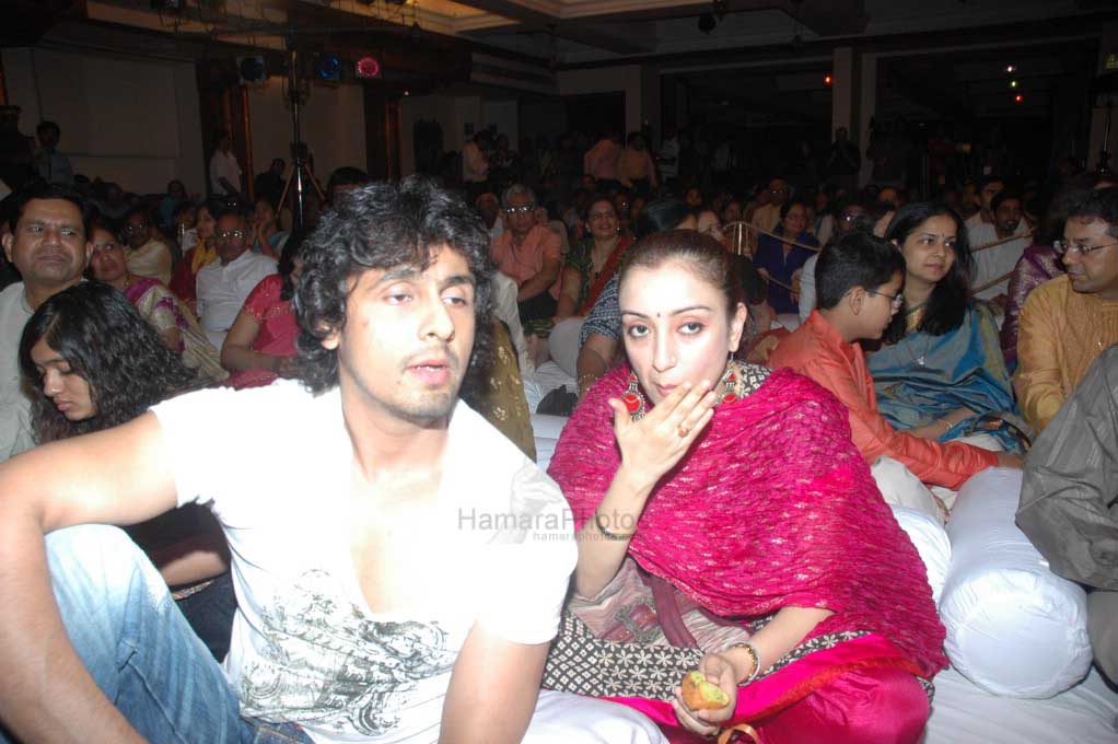 Sonu Nigam with wife Madhurima at Hema Malini's performance at Vasatotsav in Ajivasan Hall, Juhu, Mumbai on March 7, 2008 