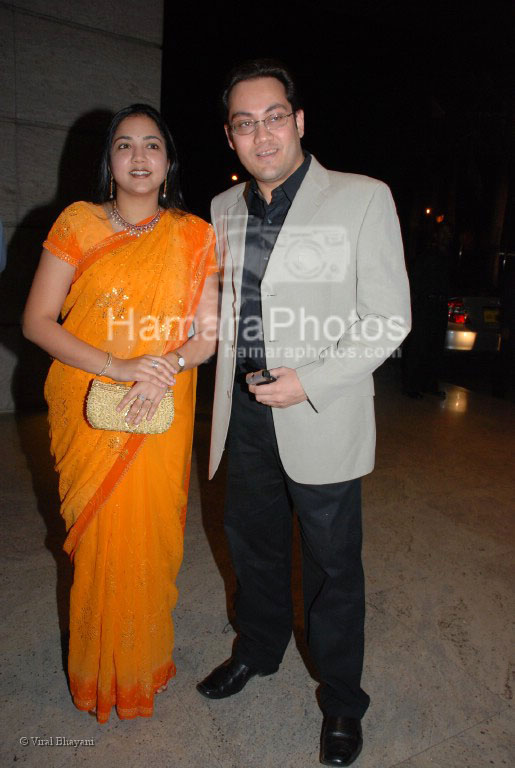 Rajat Barjatya of Rajshri with wife at Parvin Dabas and Preeti Jhangiani wedding reception in Hyatt Regency on March 23rd 2008