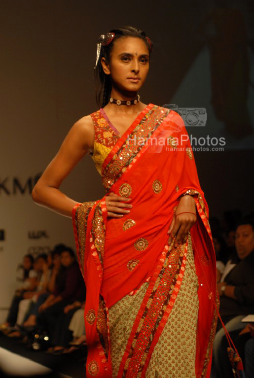 Model walks on the Ramp for Abhishek Dutta and Nikasha Tawadey in Lakme India Fashion Week on March 31th 2008