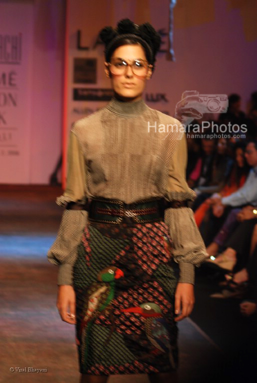 Model walks on the ramp at Sabyasachi show in Lakme India Fashion Week on April 1st 2008