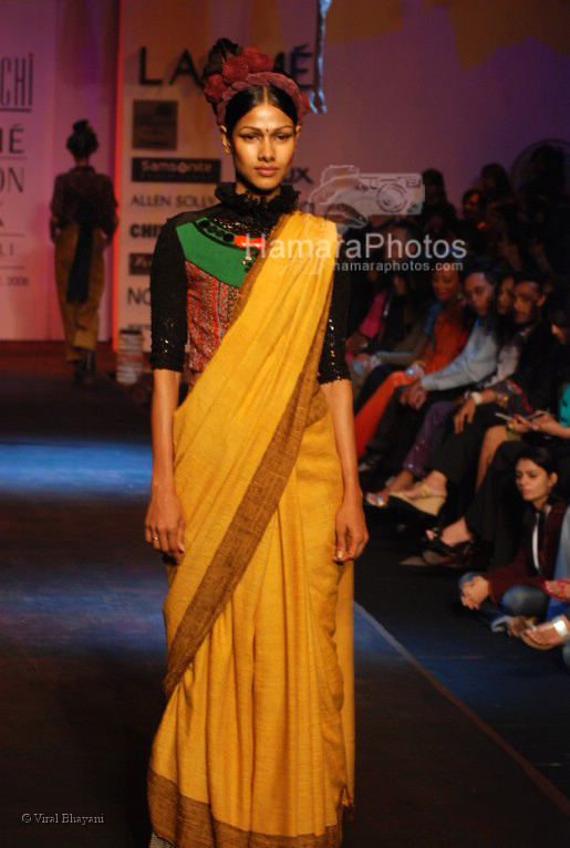 Model walks on the ramp at Sabyasachi show in Lakme India Fashion Week on April 1st 2008