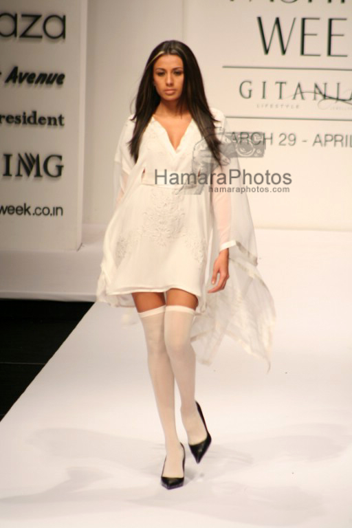 Model walks on the ramp for Anuj Sharma at Lakme India Fashion Week on April 1st 2008