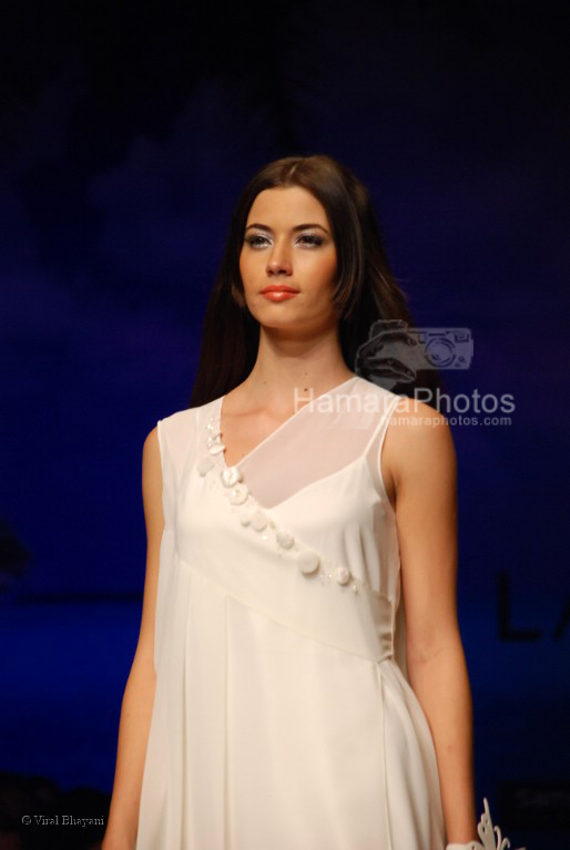 Model walks on the ramp at Wendell Rodricks show in Lakme Fashion week on April 2nd 2008