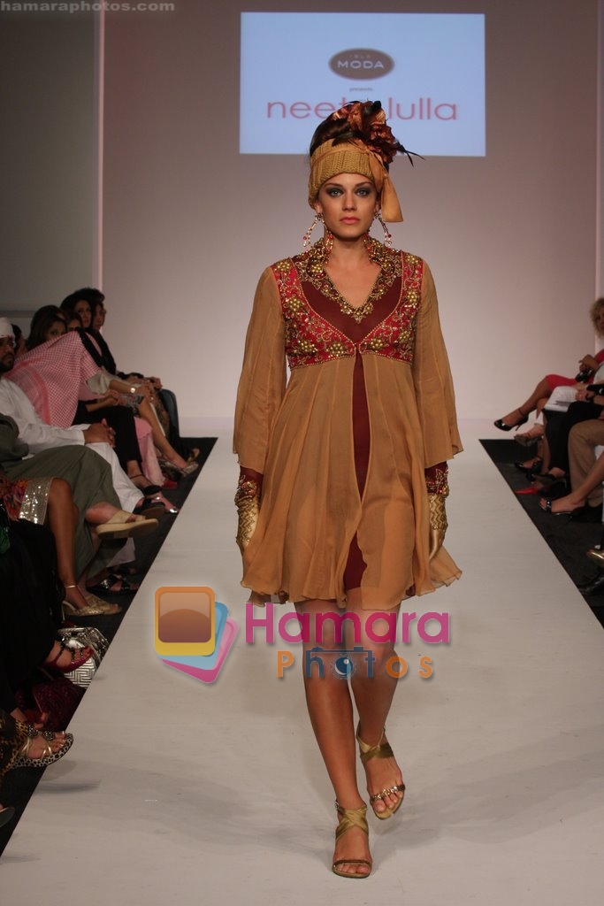 Model showcasing Neeta Lullas designer collection at Dubai Fashion Week on April 11th 2008 