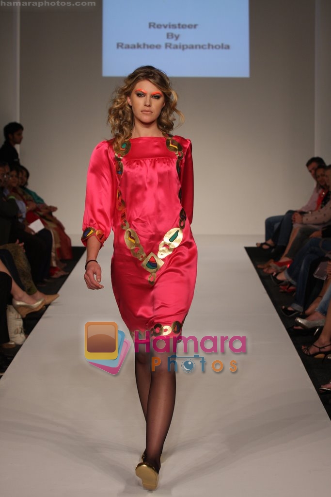 Model showcasing Raakhee Raipancholas Luxurious line of designer collection at Dubai Fashion Week on April 11th 2008 
