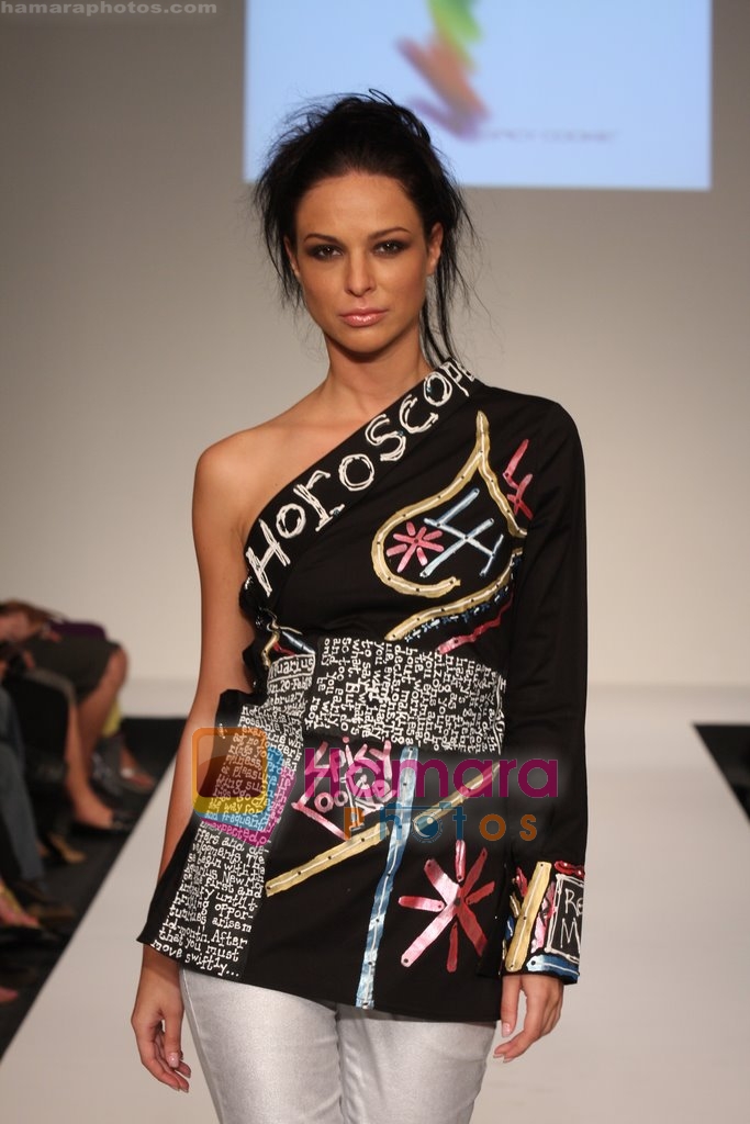 Model showcasing Spicy Cookies Luxurious line of designer collection at Dubai Fashion Week on April 11th 2008 