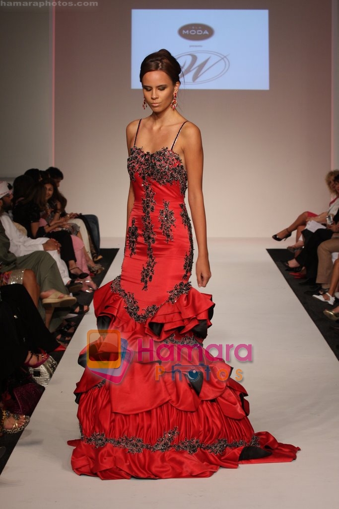 Model showcasing Isla Modas designer collection in Grand Finale at Dubai Fashion Week on April 11th 2008 