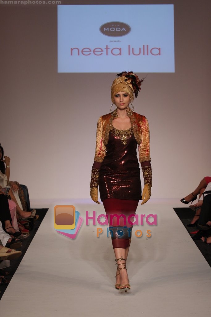 Model showcasing Neeta Lullas designer collection at Dubai Fashion Week on April 11th 2008 