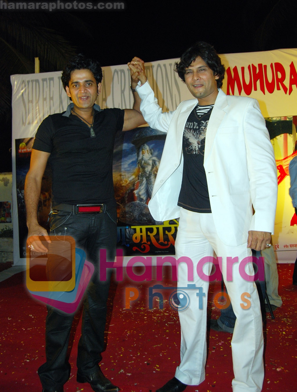Ravi kishan and Amar Upadhyay at Dharam Veer Music Launch Party on May 31st 2008