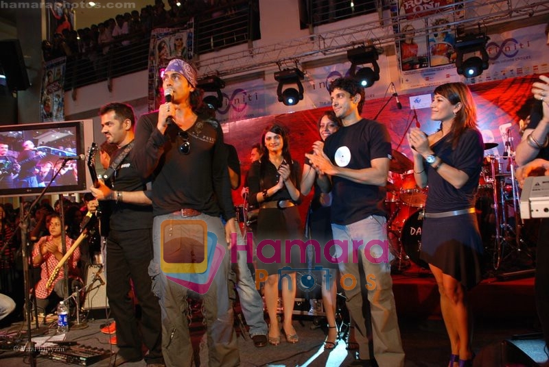 Ehsaan, Arjun Rampal, Farhan Akhtar, Shankar Mahadevan at the Rock On music launch in Cinemax on July 7th 2008