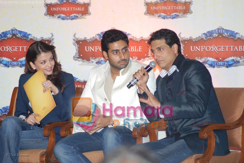 Aishwarya Rai, Abhishek Bachchan, Shiamak Davar at the Unforgettable Tour Press Meet in Taj Land's End on July 11th 2008 