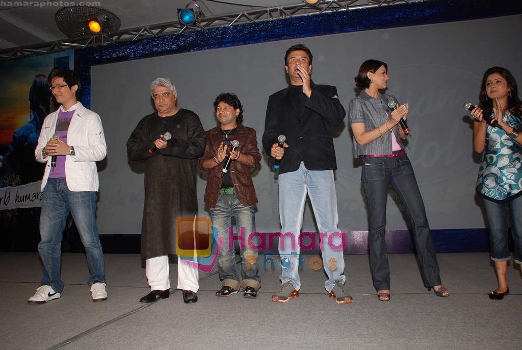 Chang, Anu Malik, Sonali Bendre Behl, Kailash Kher, Javed Akhtar, Dipali at Indian Idol Press Meet on 11th September 2008 