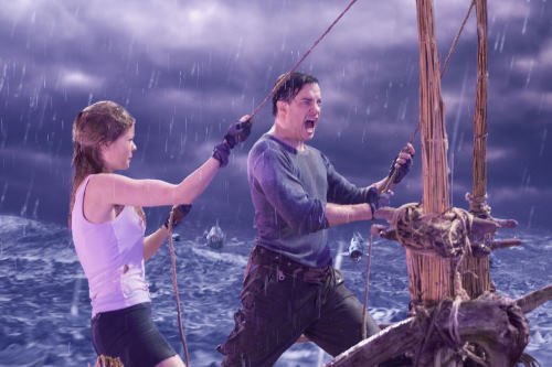 Brendan Fraser, Anita Briem in a still from the movie Journey to the Center of the Earth