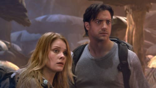 Brendan Fraser, Anita Briem in a still from the movie Journey to the Center of the Earth 