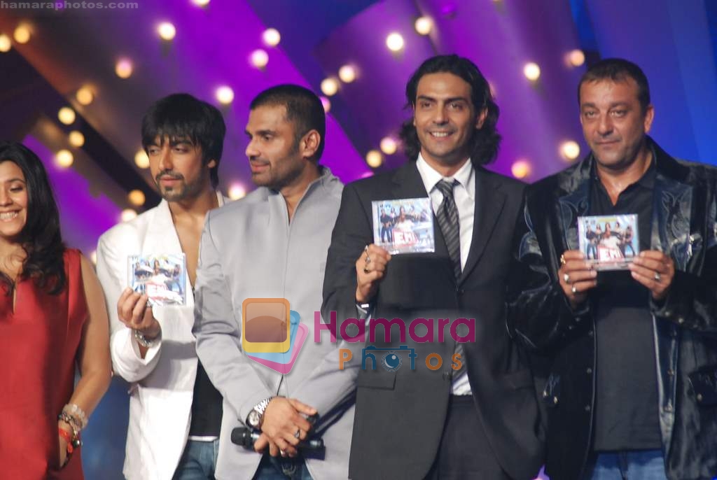 Aashish Chaudhary, Sunil Shetty, Arjun Rampal, Sanjay Dutt at EMI Music Launch on 19th September 2008 