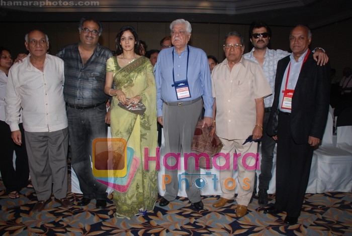 Yash Chopra, Anil Kapoor, Surinder Kapoor, Sridevi, Boney Kapoor, Om Prakash, Mnmohan Shetty at the 3rd annual conference on cinema tourismin The Leela Hotel, Andheri, Mumbai on 16th October 2008 