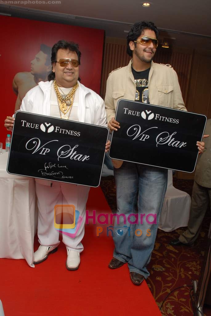 Bappi Lahiri with Son Bappa Lahiri at the Launch of Hot Yoga by Bikram Chaoudhary in BJN on 27th October 2008 