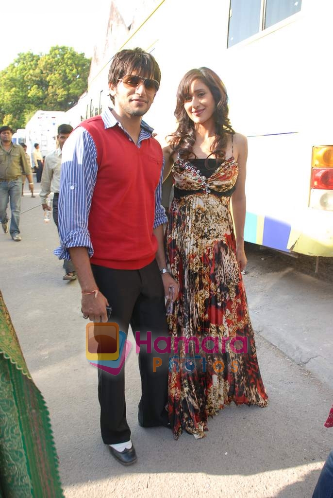 Karnvir Bohra and Teejay Sidhu at the promotion of EMI film on the sets of Nach Baliye in Film City on 3rd November 2008 