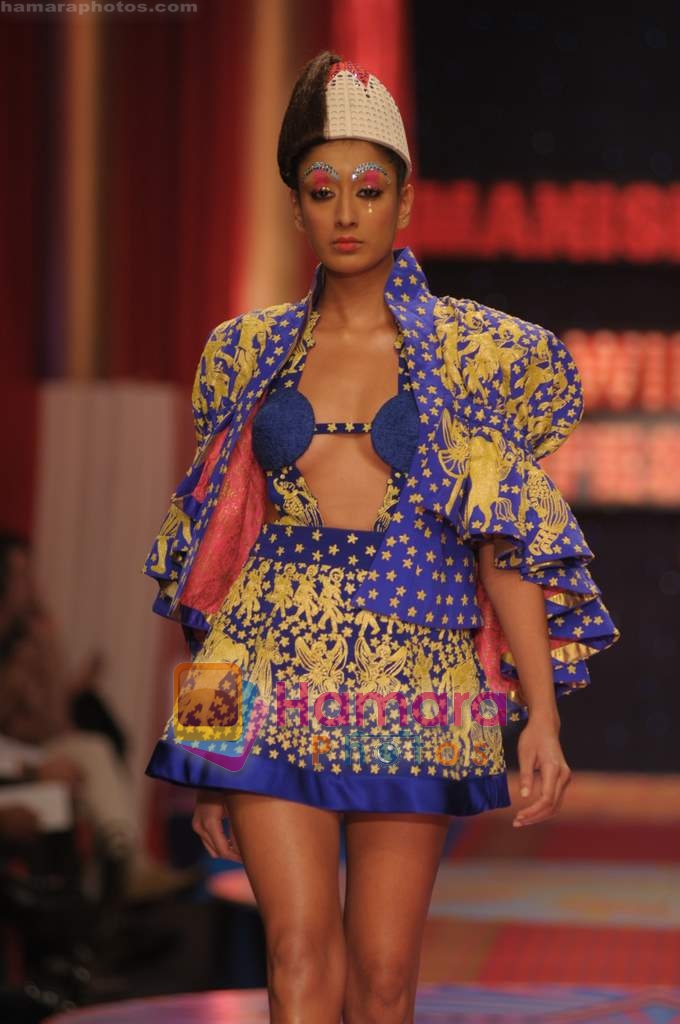 Models Showcasing designs of Manish Arora during Wills Fashion Week on Oct 19, 2008. 