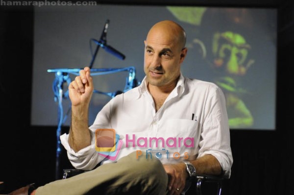 Stanley Tucci giving voice to the Animated Characters in still from the movie The Tale of Despereaux