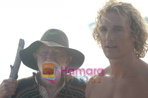 Matthew McConaughey, Willie Nelson in still from the movie Surfer, Dude 