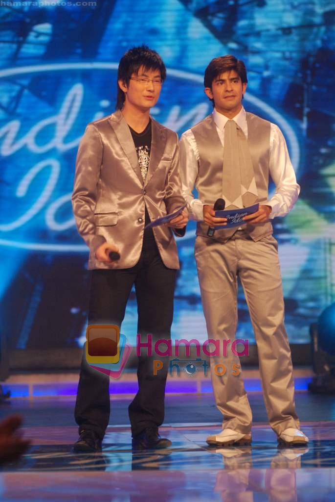 Hussain, Chang on the sets of Indian Idol 4 in R K Studios on 10th Jan 2009 