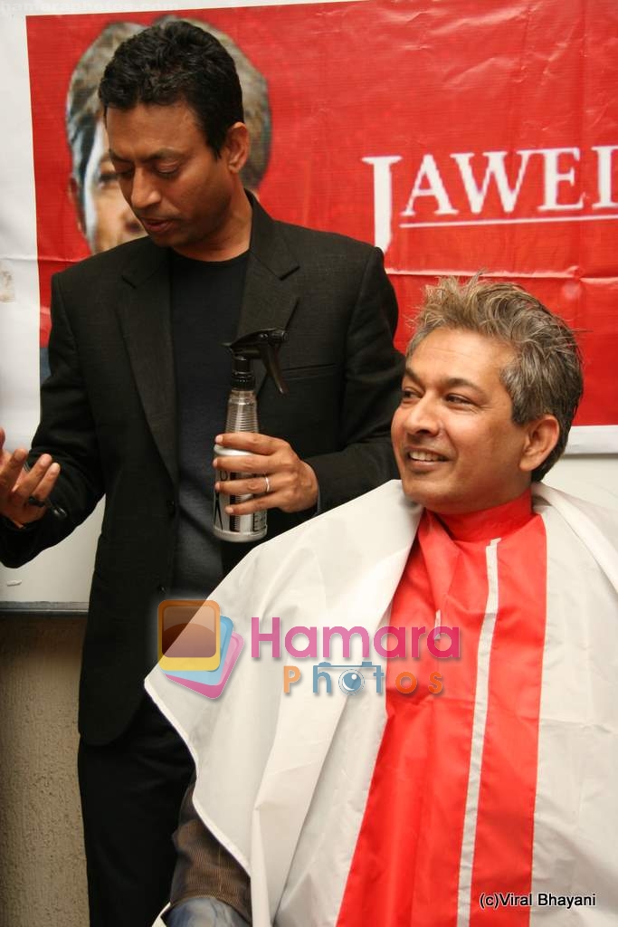 Irrfan Khan, Jawed Habib at a promotional event for the upcoming film Billu on 11th Feb 2009 