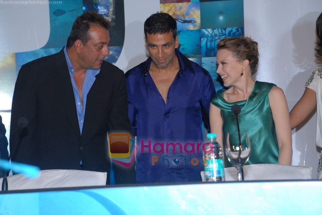 Kylie Minogue, Akshay Kumar, Sanjay Dutt at the Press Conference of the film Blue in Rennaissance Hotel, Powai on 6th March 2009 
