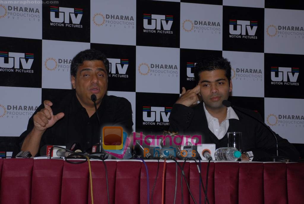 Karan Johar, Ronnie Screwvala ties up with UTV for distribution in J W Marriott on 9th March 2009 