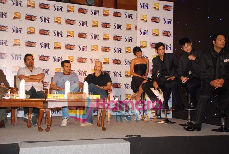 Shankar, Ehsaan, Loy, Mandra Bedi, Gaurav Kapoor, Meiyang Chang, Samir Kochhar at the Sony IPL meet in Taj Land's End on 13th April 2009 