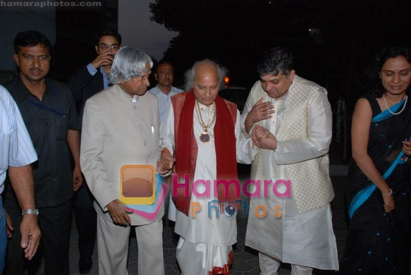 Abdul Kalam, Pandit Jasraj at the launch of Pt Jasraj's Raga Symphony album in Sophia auditorium on 15th April 2009 