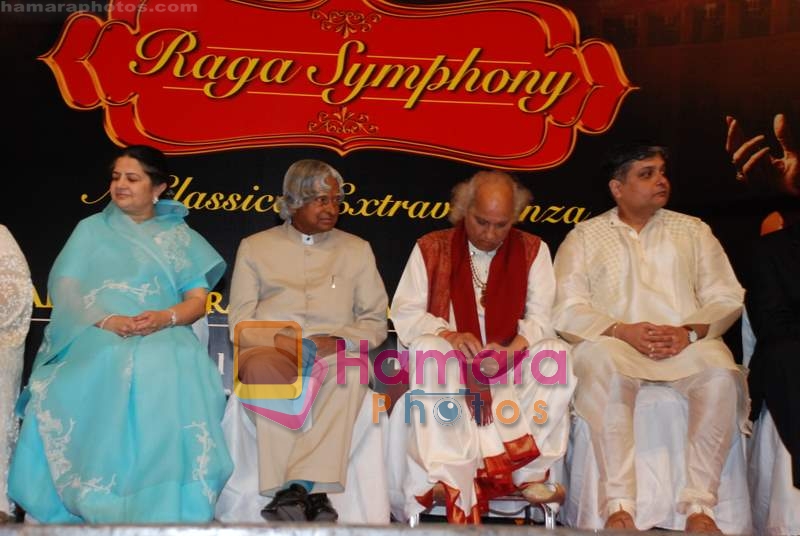 Abdul Kalam, Pandit Jasraj at the launch of Pt Jasraj's Raga Symphony album in Sophia auditorium on 15th April 2009 