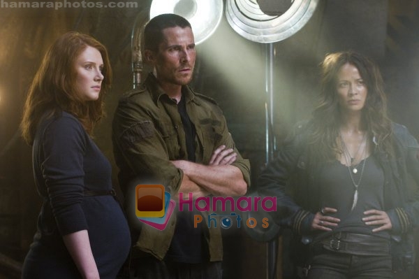 Christian Bale, Bryce Dallas Howard, Moon Bloodgood in still from the movie Terminator Salvation