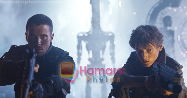 Christian Bale, Anton Yelchin in still from the movie Terminator Salvation