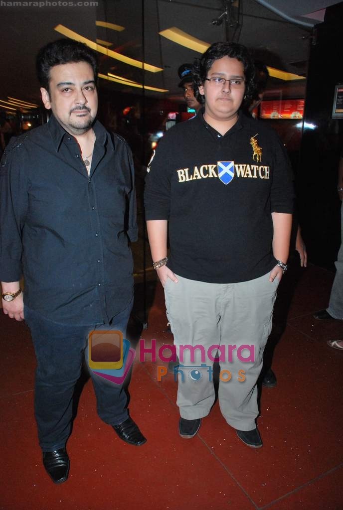 Adnan Sami with his son at Tulsi Kumar's Love Ho Jaye album launch in Cinemax on 24th June 2009 