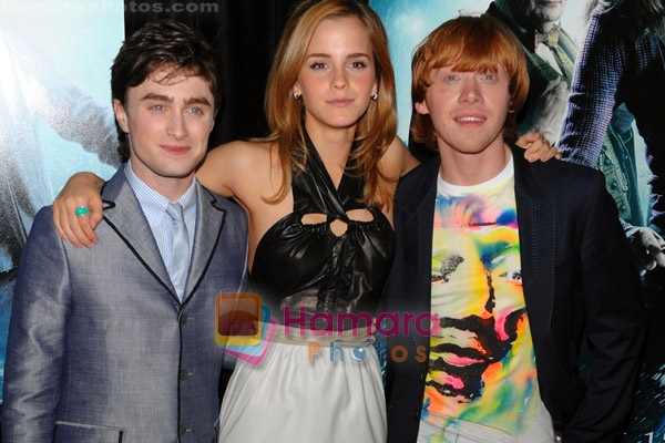 Daniel Radcliffe, Emma Watson, Rupert Grint at the premiere of film HARRY POTTER AND THE HALF BLOOD PRINCE on 9th July 2009 in NY 