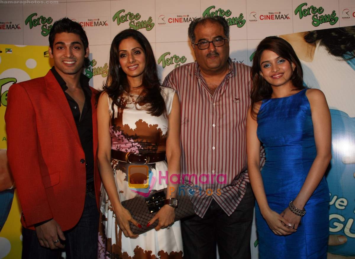 Ruslaan Mumtaz, Sridevi, Boney Kapoor, Sheena Shahabadi at the music Launch of Teree Sang in Cinemax, Mumbai on 27th July 2009 
