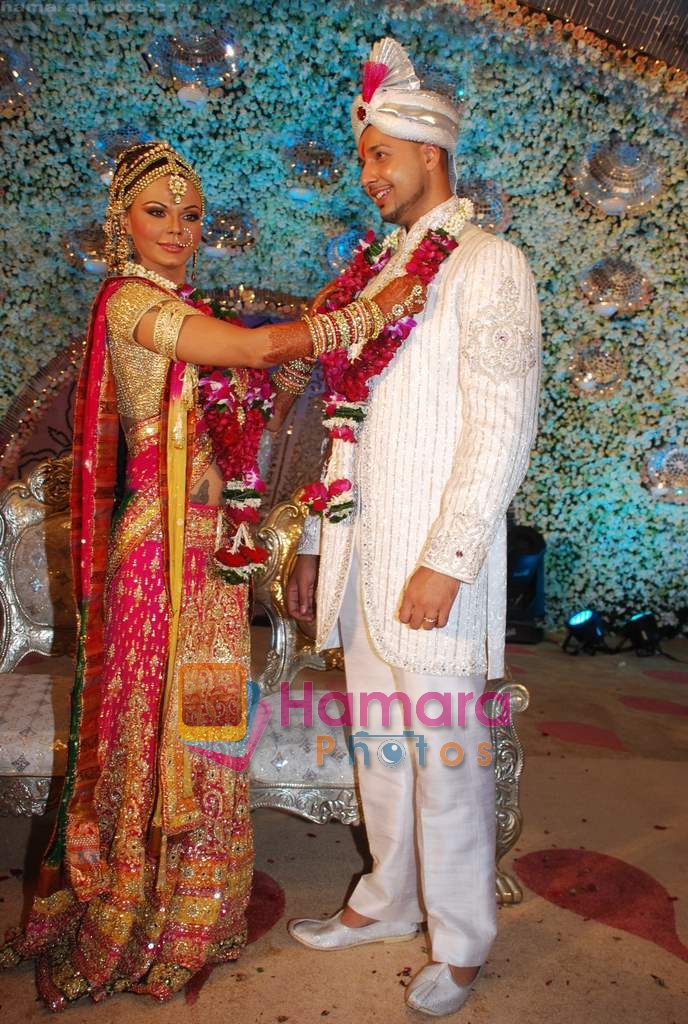 Rakhi Sawant with fiance Elesh Parujanwala, the winner of Rakhi Ka Swayamvar in Leela on 2nd August 2009 