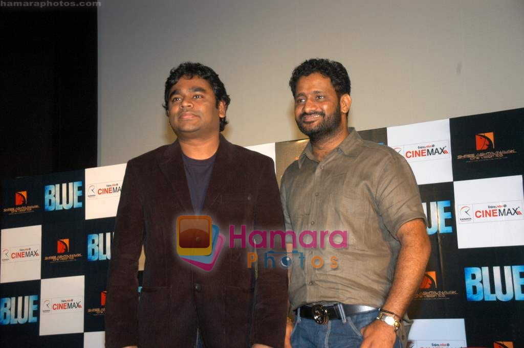 A R Rahman and Resul Pookutty at Blue film music preview in Cinemax on 12th Aug 2009 