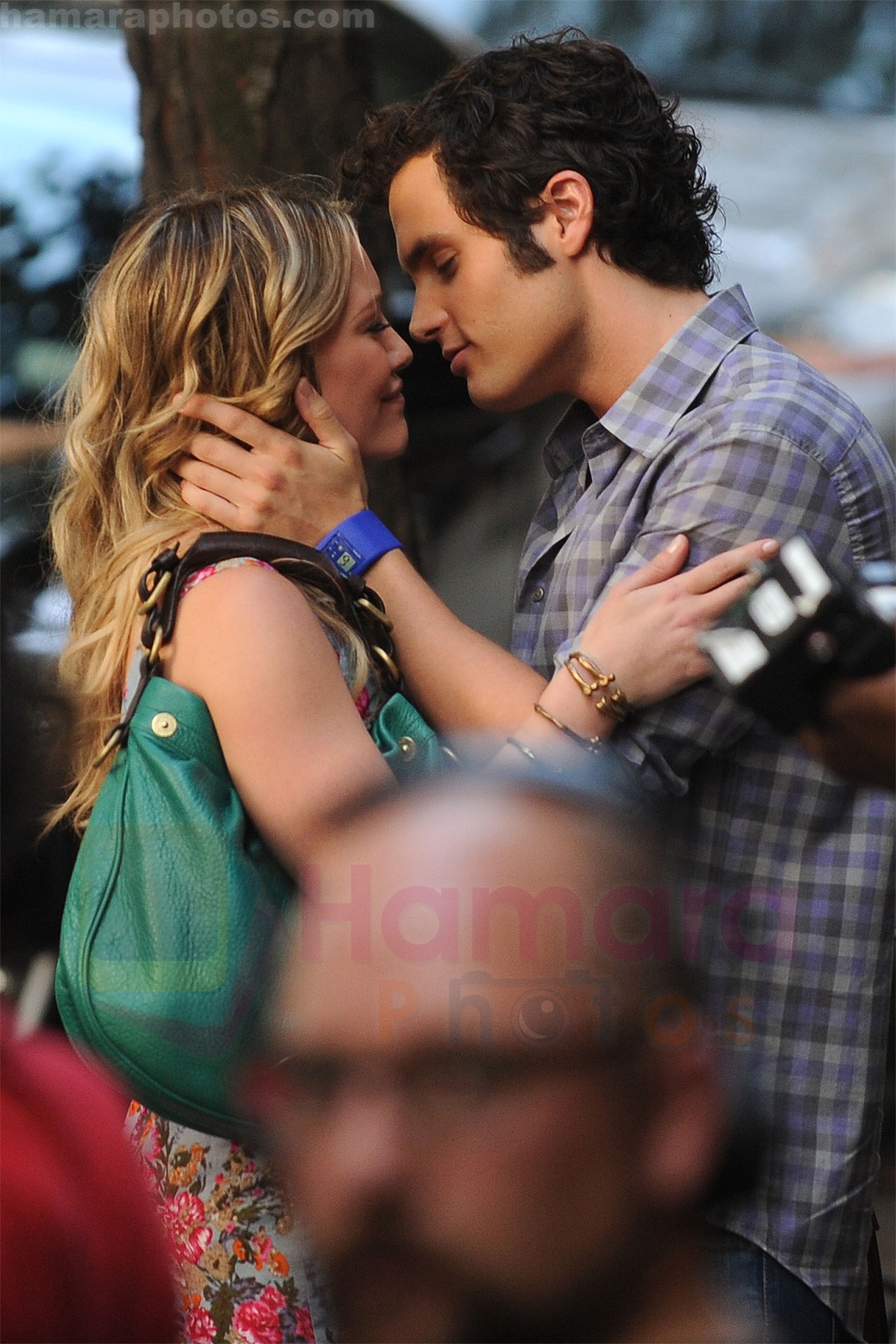 Hilary Duff and Penn Badgley On The Set Of GOSSIP GIRL in New York City on 26th August 2009 