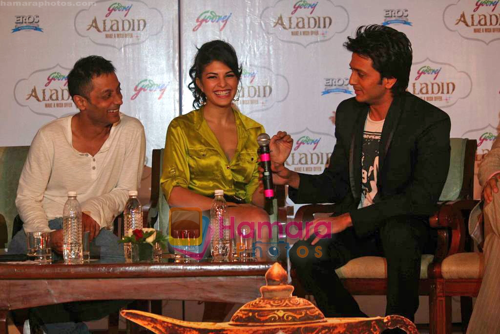 Jacqueline Fernandes, Ritesh Deshmukh, Sujoy Ghosh at the First look launch of Aladin in Taj Land's End on 16th Sep 2009 