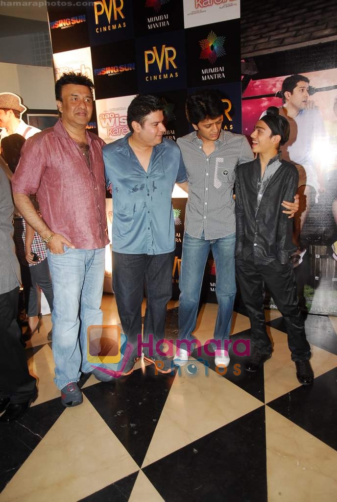 Anu Malik, Ritesh Deshmukh, Sajid Khan at the special screening of film Aao Wish Karein in PVR Juhu on 11th Nov 2009 