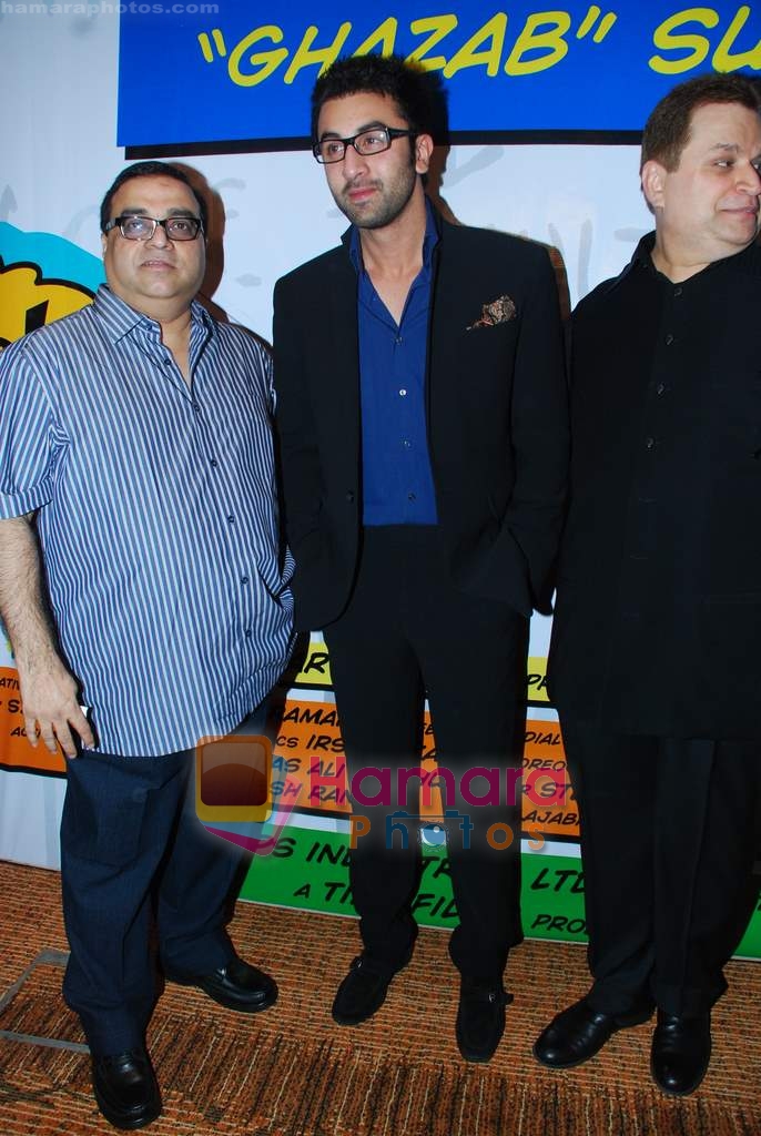Ramesh Taurani, Rajkumar Santoshi, Ranbir Kapoor at Ajab Prem Ki Ghazab Kahani success bash in Novotel on 16th Nov 2009 